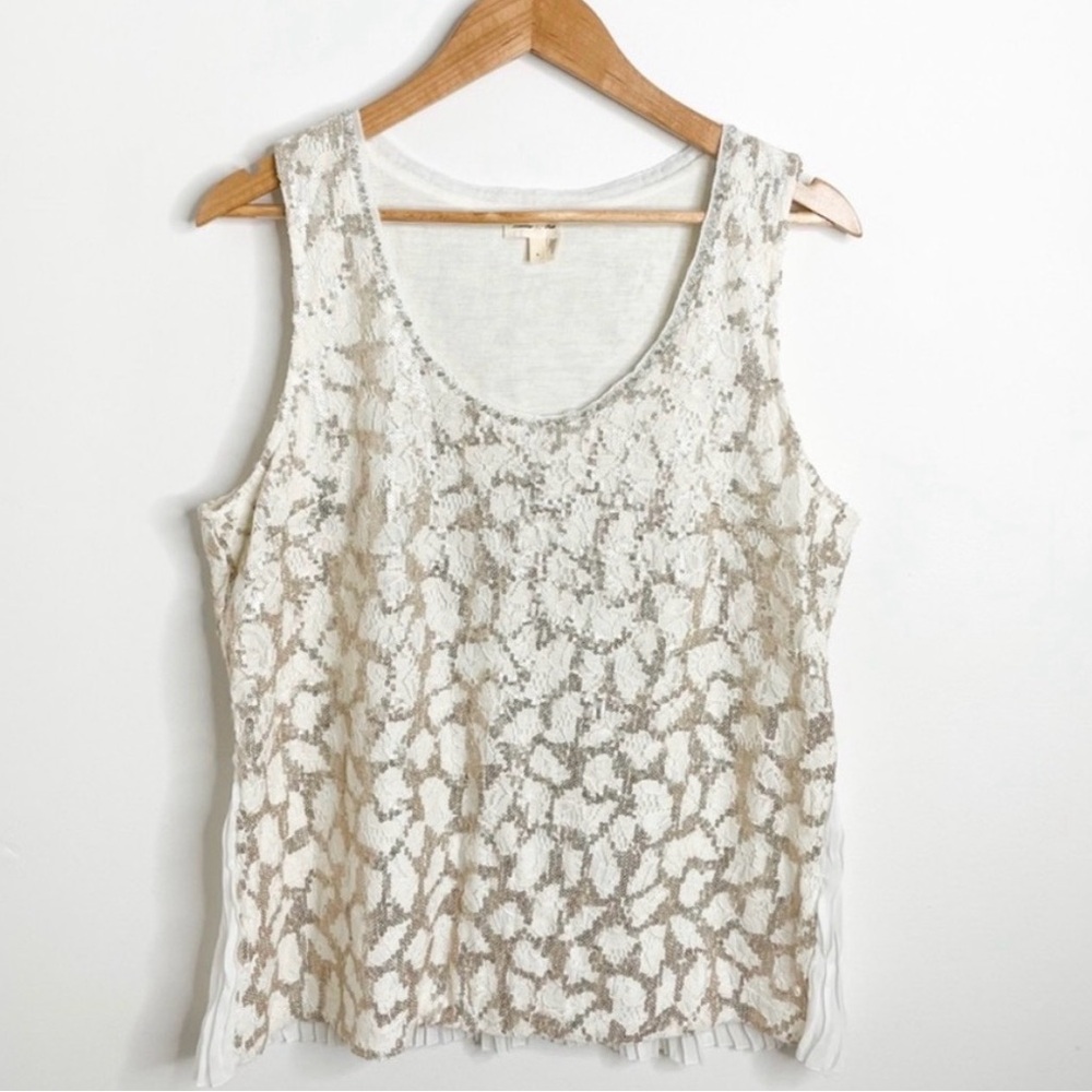 Anthropologie Meadow Rue Glimmer Lace Sequin Tank Top XS